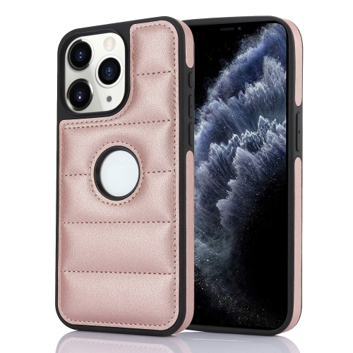 

For iPhone 11 Pro Max Piano Key Hollow Cutout PU Phone Case(Rose Gold)