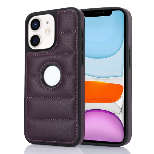 

For iPhone 11 Piano Key Hollow Cutout PU Phone Case(Dark Purple)