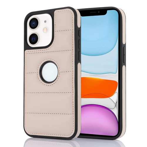 

For iPhone 11 Piano Key Hollow Cutout PU Phone Case(Apricot)