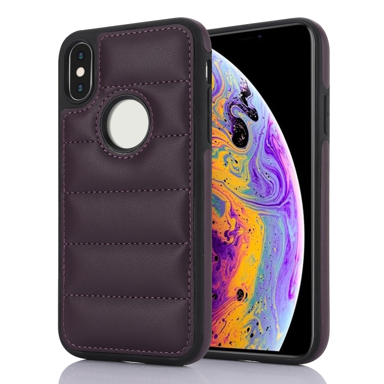 

For iPhone X / XS Piano Key Hollow Cutout PU Phone Case(Dark Purple)