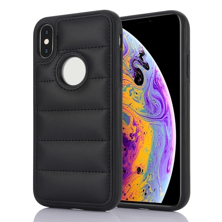 

For iPhone X / XS Piano Key Hollow Cutout PU Phone Case(Black)