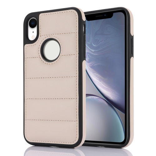 

For iPhone XR Piano Key Hollow Cutout PU Phone Case(Apricot)
