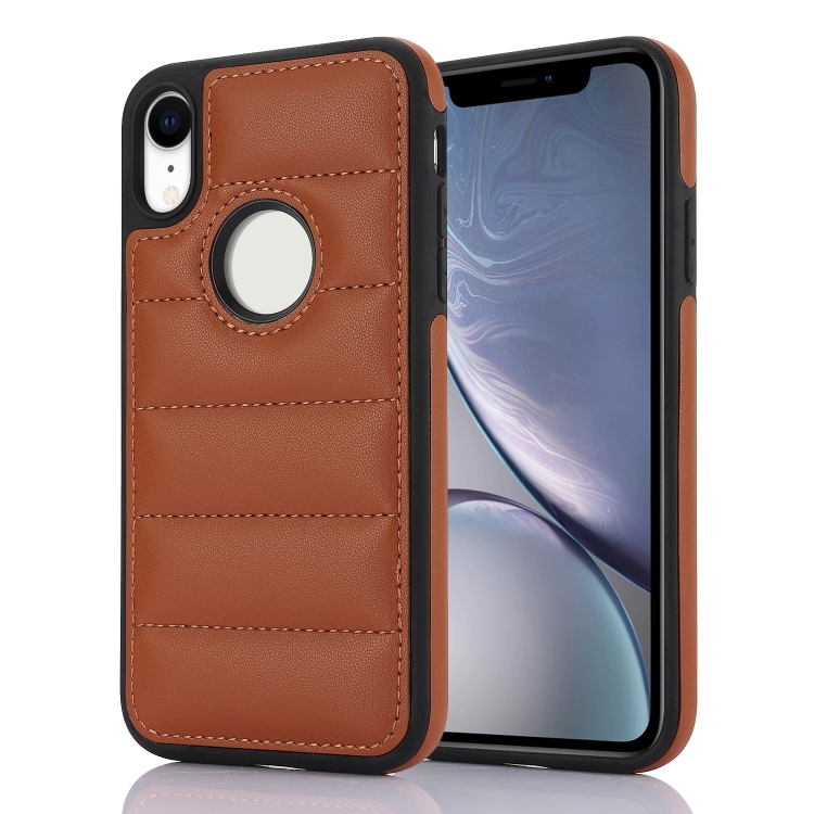 

For iPhone XR Piano Key Hollow Cutout PU Phone Case(Brown)