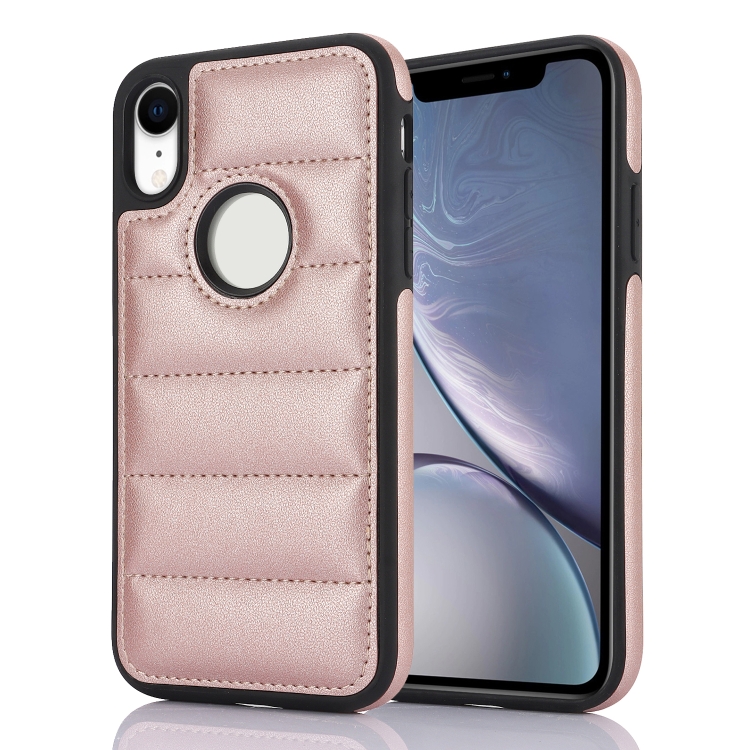

For iPhone XR Piano Key Hollow Cutout PU Phone Case(Rose Gold)