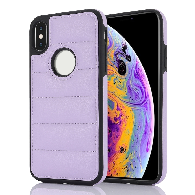 

For iPhone XS Max Piano Key Hollow Cutout PU Phone Case(Light Purple)