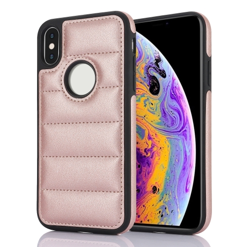 

For iPhone XS Max Piano Key Hollow Cutout PU Phone Case(Rose Gold)