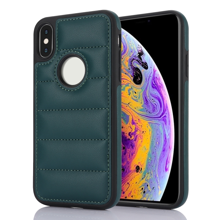 

For iPhone XS Max Piano Key Hollow Cutout PU Phone Case(Green)
