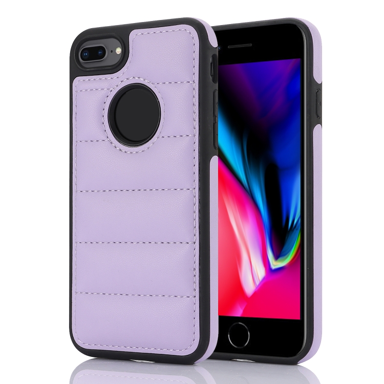 

For iPhone 8 Plus / 7 Plus Piano Key Hollow Cutout PU Phone Case(Light Purple)