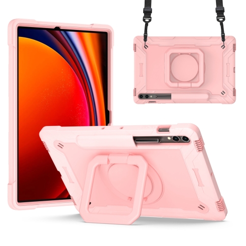 

For Samsung Galaxy Tab S9 FE+ / S9+ Handle Robot Silicone Hybrid PC Tablet Case(Rose Gold)