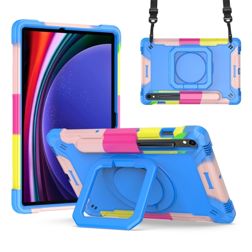 

For Samsung Galaxy Tab S9 FE / S9 Handle Robot Silicone Hybrid PC Tablet Case(Camouflage Blue)