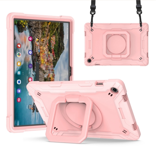 

For Samsung Galaxy Tab A9+ Handle Robot Silicone Hybrid PC Tablet Case(Rose Gold)
