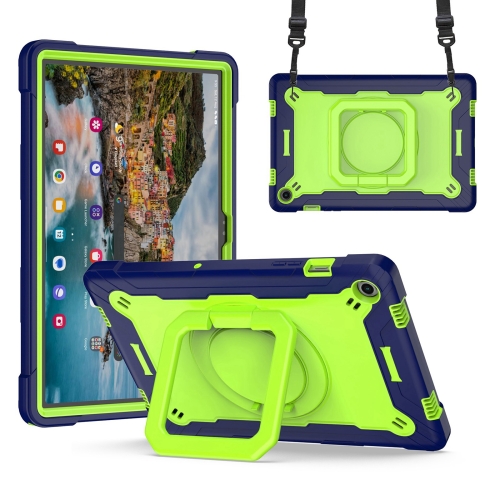 

For Samsung Galaxy Tab A9+ Handle Robot Silicone Hybrid PC Tablet Case(Navy Yellow Green)