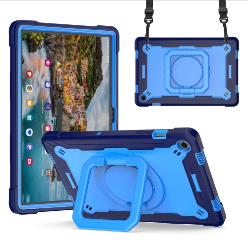 For Samsung Galaxy Tab A9+ Handle Robot Silicone Hybrid PC Tablet Case(Navy Blue Blue) fotga e50s 4k on camera field monitor