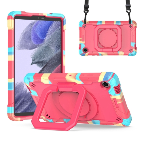 

For Samsung Galaxy Tab A9 Handle Robot Silicone Hybrid PC Tablet Case(Camouflage Rose Red)