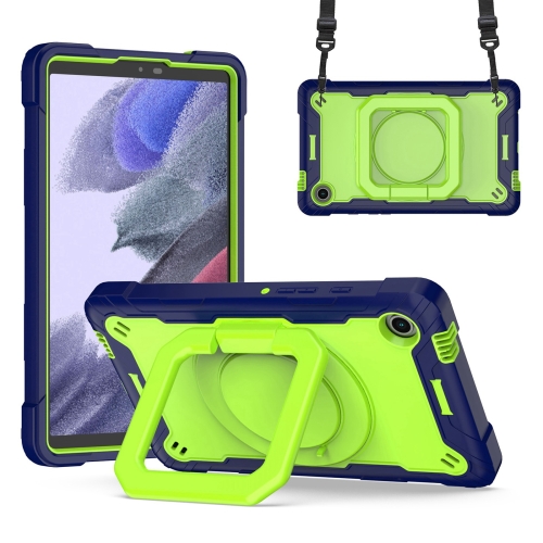 For Samsung Galaxy Tab A9 Handle Robot Silicone Hybrid PC Tablet Case(Navy Yellow Green) for xiaomi pad 6 360 degree rotation pc contrast silicone tablet case purple mint green