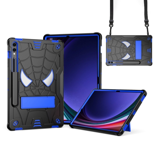 

For Samsung Galaxy Tab S9 FE+ / S9+ Fold-Holder Spider Silicone Hybrid PC Tablet Case(Back Blue)