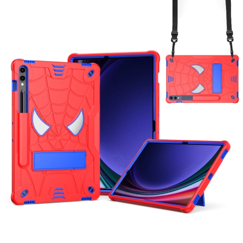 

For Samsung Galaxy Tab S9 FE+ / S9+ Fold-Holder Spider Silicone Hybrid PC Tablet Case(Red Blue)