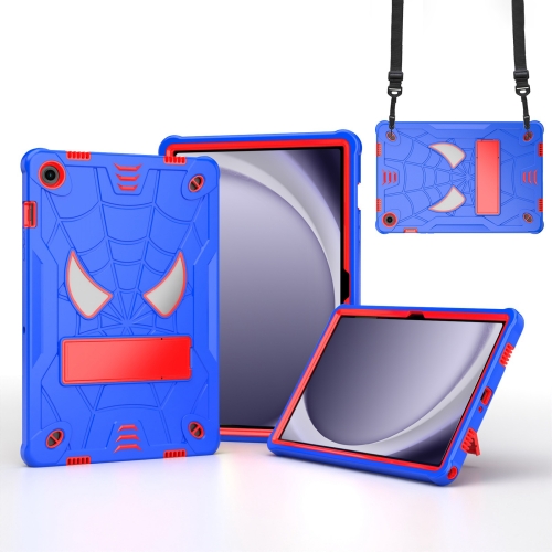 

For Samsung Galaxy Tab A9+ Fold-Holder Spider Silicone Hybrid PC Tablet Case(Blue Red)