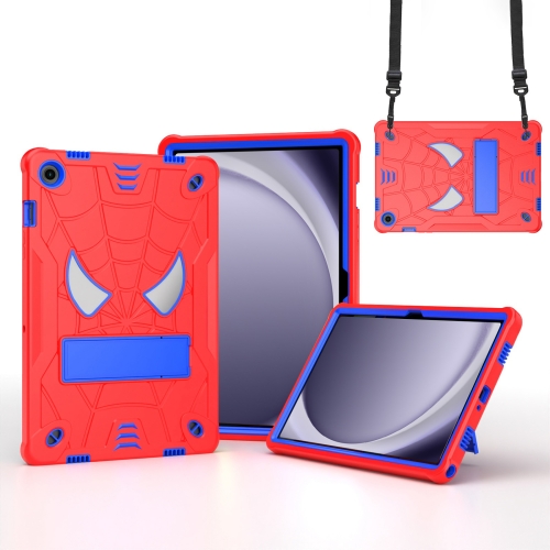 

For Samsung Galaxy Tab A9+ Fold-Holder Spider Silicone Hybrid PC Tablet Case(Red Blue)