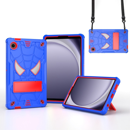 

For Samsung Galaxy Tab A9 Fold-Holder Spider Silicone Hybrid PC Tablet Case(Blue Red)