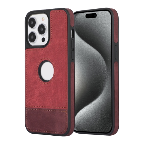 

For iPhone 15 Pro Splicing Sewing Hollow Cutout PU Phone Case(Red)