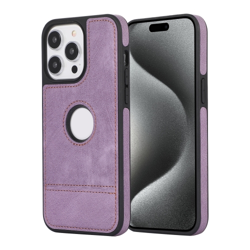 

For iPhone 15 Pro Splicing Sewing Hollow Cutout PU Phone Case(Purple)