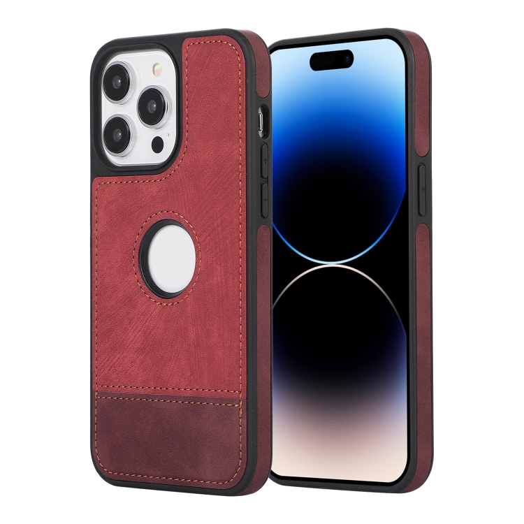 

For iPhone 14 Pro Splicing Sewing Hollow Cutout PU Phone Case(Red)