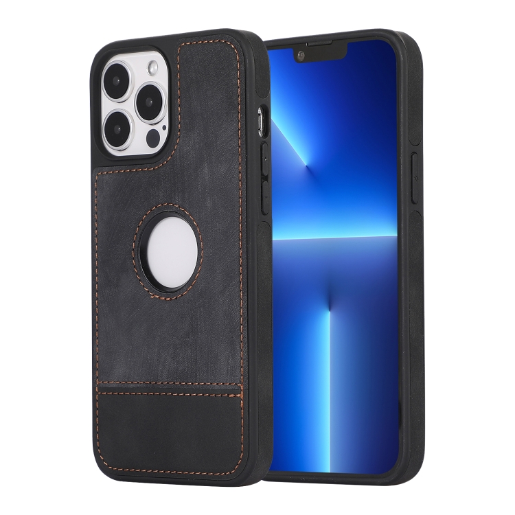

For iPhone 13 Pro Splicing Sewing Hollow Cutout PU Phone Case(Black)