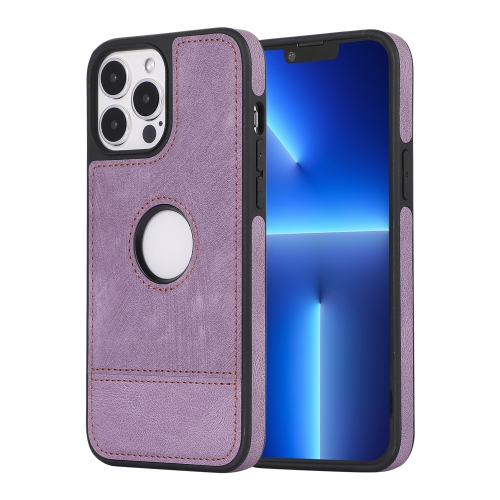 

For iPhone 13 Pro Splicing Sewing Hollow Cutout PU Phone Case(Purple)