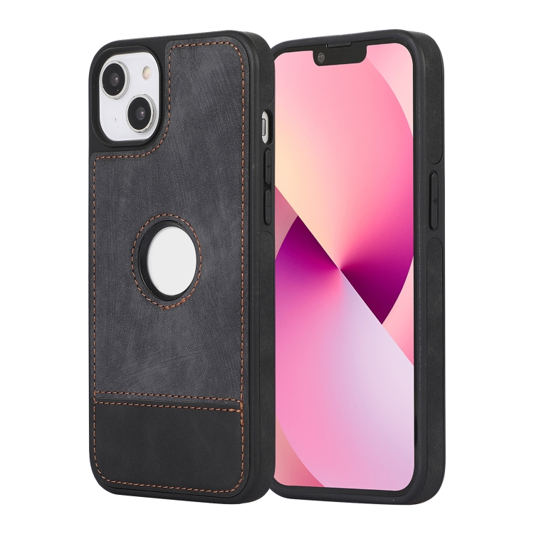 

For iPhone 13 Splicing Sewing Hollow Cutout PU Phone Case(Black)