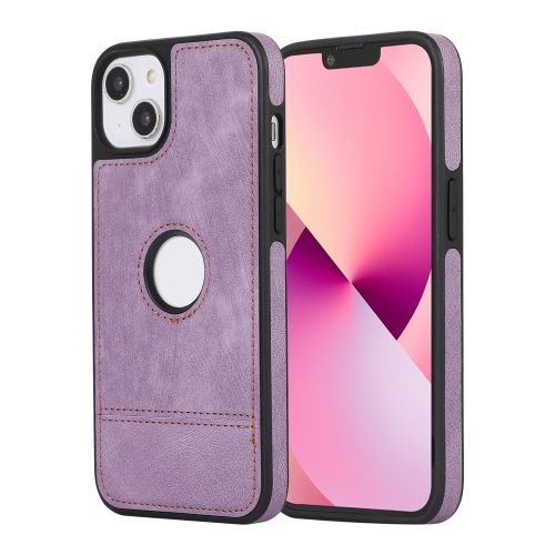 

For iPhone 13 Splicing Sewing Hollow Cutout PU Phone Case(Purple)