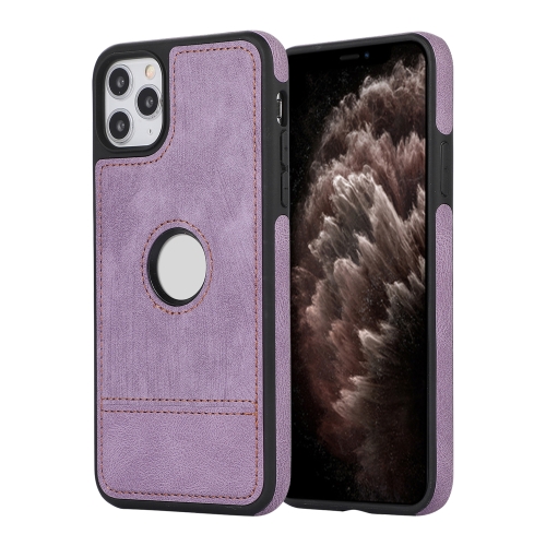 

For iPhone 11 Pro Max Splicing Sewing Hollow Cutout PU Phone Case(Purple)
