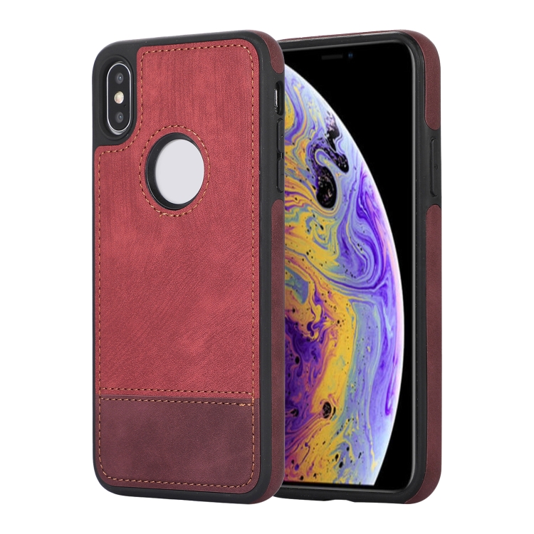 

For iPhone XS Max Splicing Sewing Hollow Cutout PU Phone Case(Red)