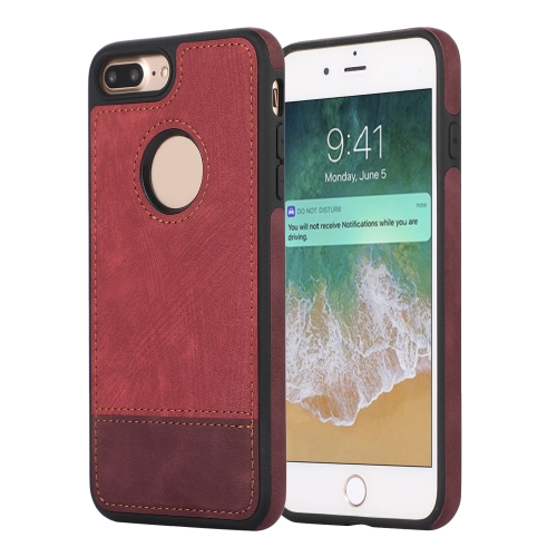 

For iPhone 8 Plus / 7 Plus Splicing Sewing Hollow Cutout PU Phone Case(Red)