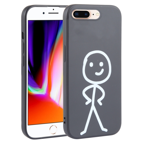 

For iPhone 8 Plus / 7 Plus Stickman Pattern Liquid Silicone Phone Case(Black)
