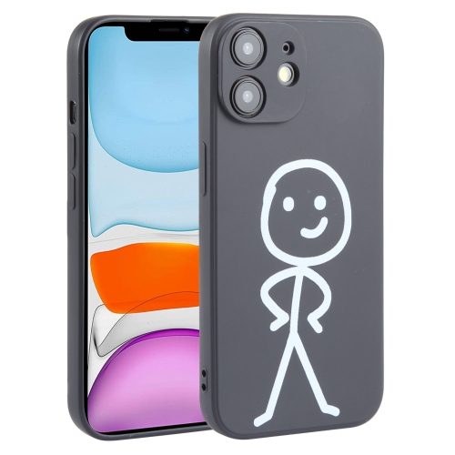 

For iPhone 11 Stickman Pattern Liquid Silicone Phone Case(Black)