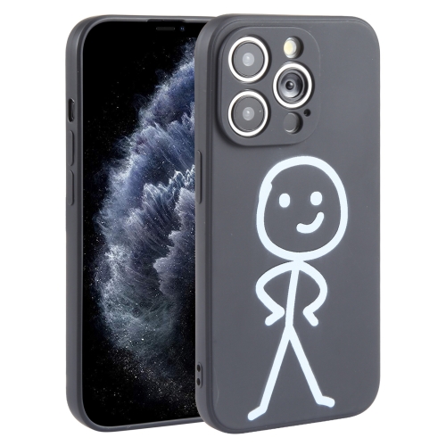 

For iPhone 11 Pro Stickman Pattern Liquid Silicone Phone Case(Black)