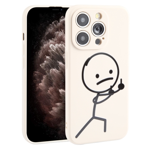 

For iPhone 11 Pro Max Stickman Pattern Liquid Silicone Phone Case(White)
