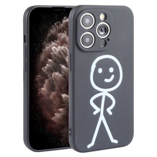 

For iPhone 11 Pro Max Stickman Pattern Liquid Silicone Phone Case(Black)