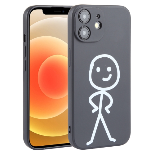 

For iPhone 12 Stickman Pattern Liquid Silicone Phone Case(Black)