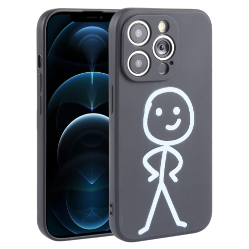 

For iPhone 12 Pro Max Stickman Pattern Liquid Silicone Phone Case(Black)