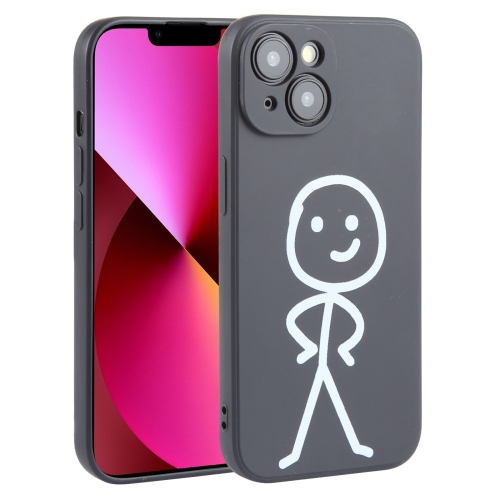 

For iPhone 13 Stickman Pattern Liquid Silicone Phone Case(Black)