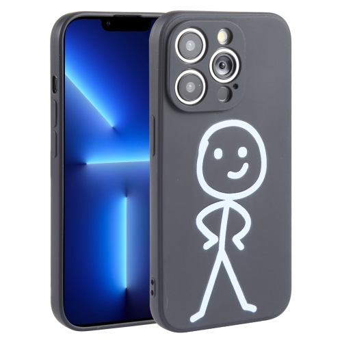 

For iPhone 13 Pro Max Stickman Pattern Liquid Silicone Phone Case(Black)