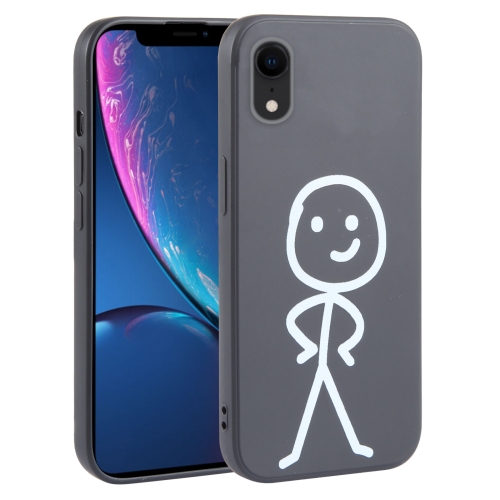 

For iPhone XR Stickman Pattern Liquid Silicone Phone Case(Black)