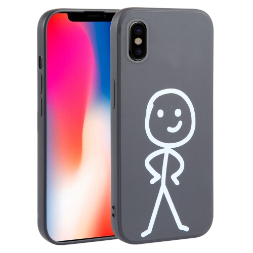 

For iPhone XS Max Stickman Pattern Liquid Silicone Phone Case(Black)