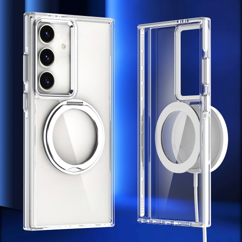 

For Samsung Galaxy S24 5G Magnetic 360 Degree Rotating Holder Phone Case(White)