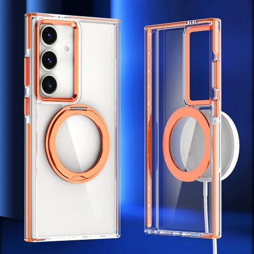 

For Samsung Galaxy S24+ 5G Magnetic 360 Degree Rotating Holder Phone Case(Orange)