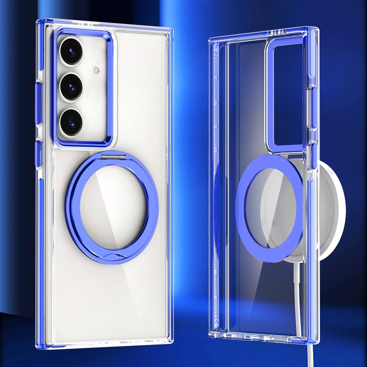 

For Samsung Galaxy S24+ 5G Magnetic 360 Degree Rotating Holder Phone Case(Blue)