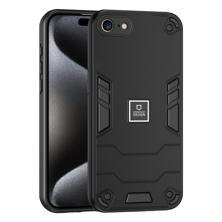 

For iPhone SE 2022 / SE 2020 2 in 1 Shockproof Phone Case(Black)