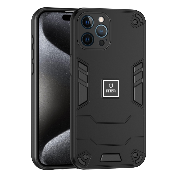

For iPhone 12 Pro Max 2 in 1 Shockproof Phone Case(Black)